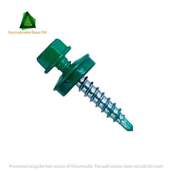Саморез 5,5х19 кровельный, зелёный мох (RAL 6005) (уп. 60 шт) коробка