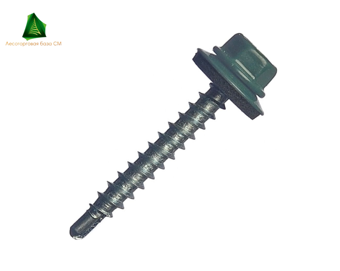Саморез 4,8х35 кровельный, зеленый мох (RAL 6005) (уп. 60 шт.)