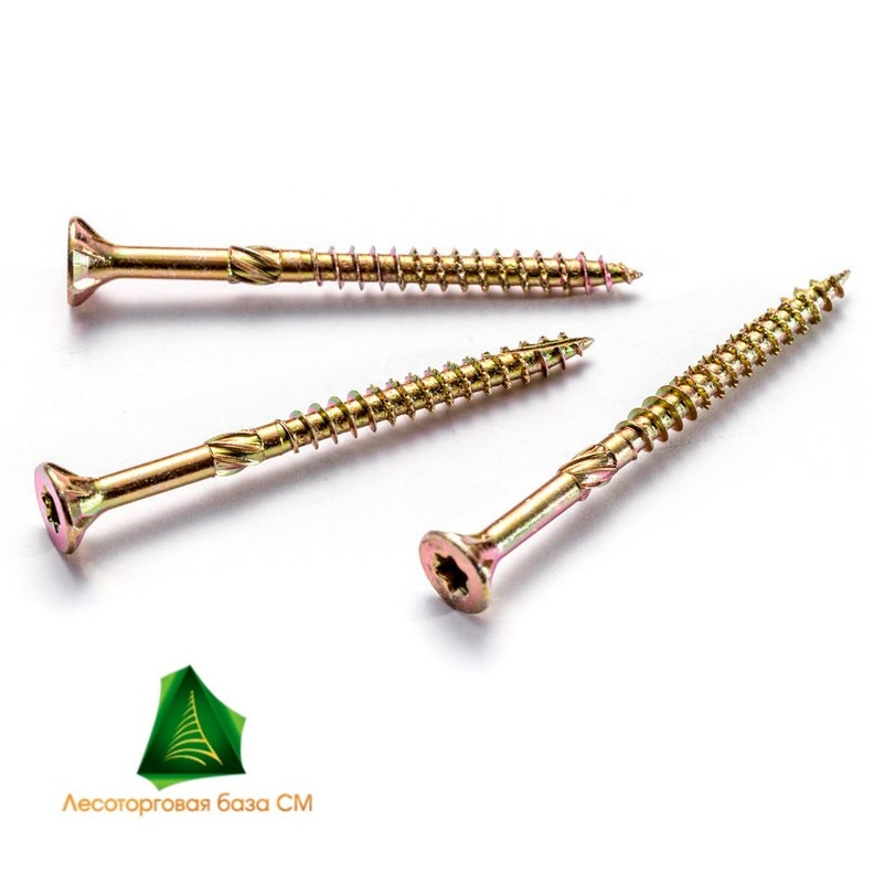 Саморез конструкц. 4,0*60 потай, желт.цинк Torx (уп. 100 шт)