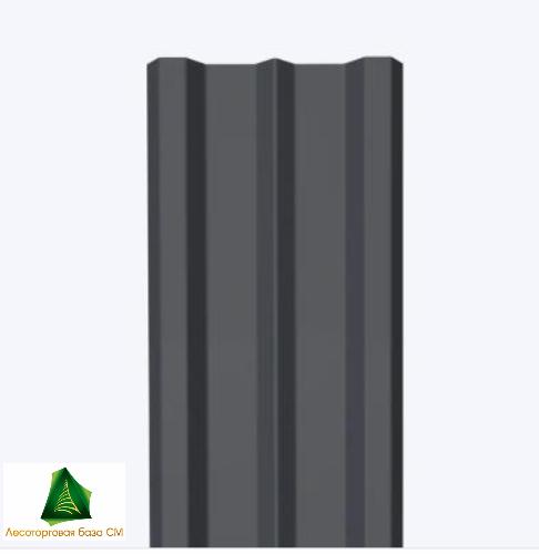 Штакетник двухсторонний металл. М-об прямой, PE RAL 7024 (мокрый асфальт), 0.45мм, ш.100 мм, дл. 1,8