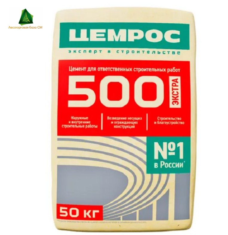 Цемент ЦЕМРОС М-500 ЦЕМ I 42,5Н 50 кг (39 шт/под.)