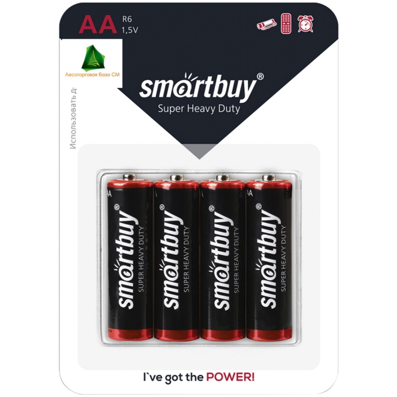Элемент питания АА R6 1.5V 4BL Smartbuy 4шт/уп