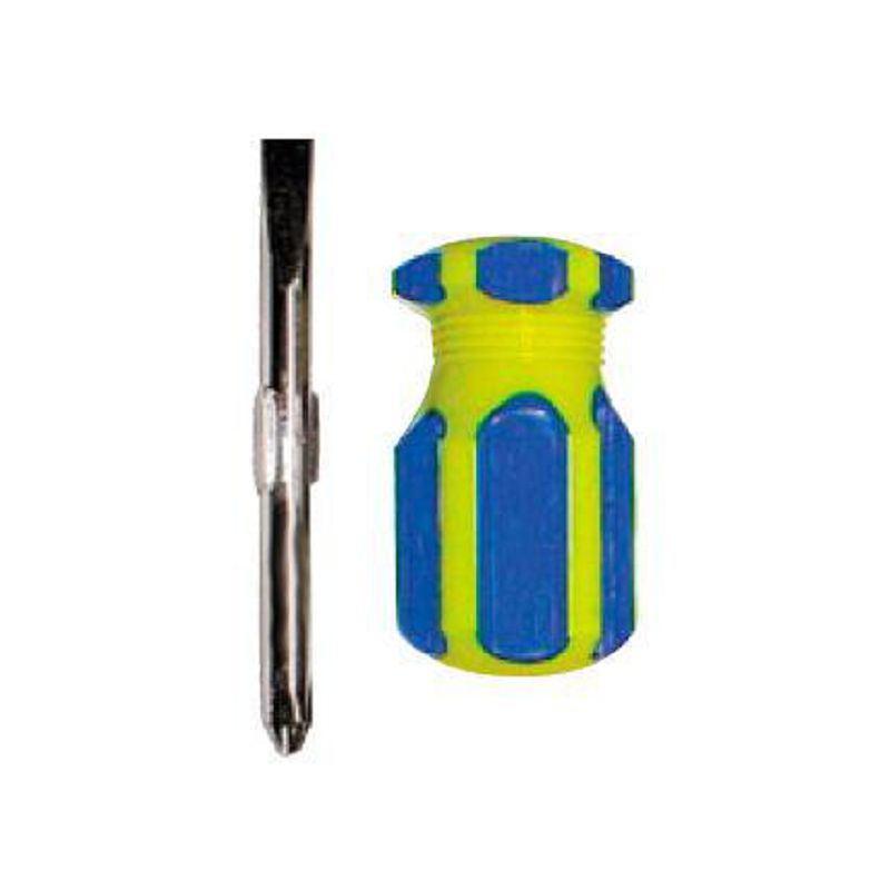 Отвертка с переставным жалом "коротыш", CrV сталь, сине-желтая пластиковая ручка 6х32 мм РН2/SL6