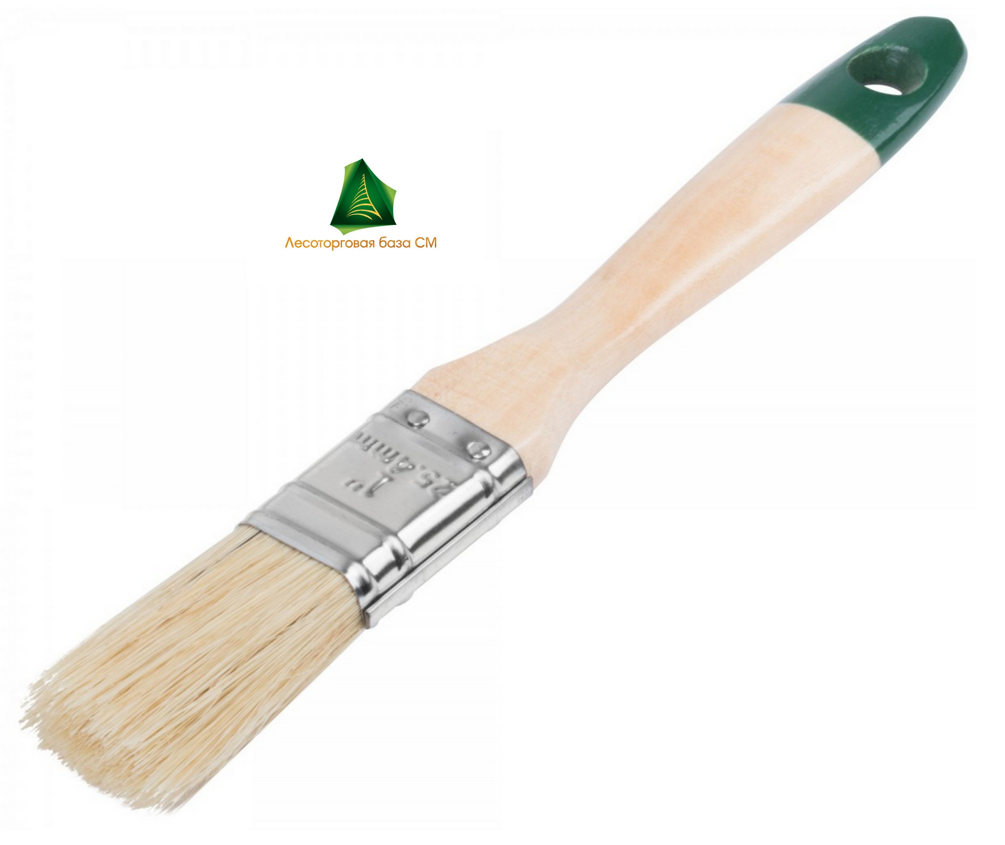 Кисть флейцевая "Хард", натуральная светлая щетина, деревянная ручка 1" (25мм)