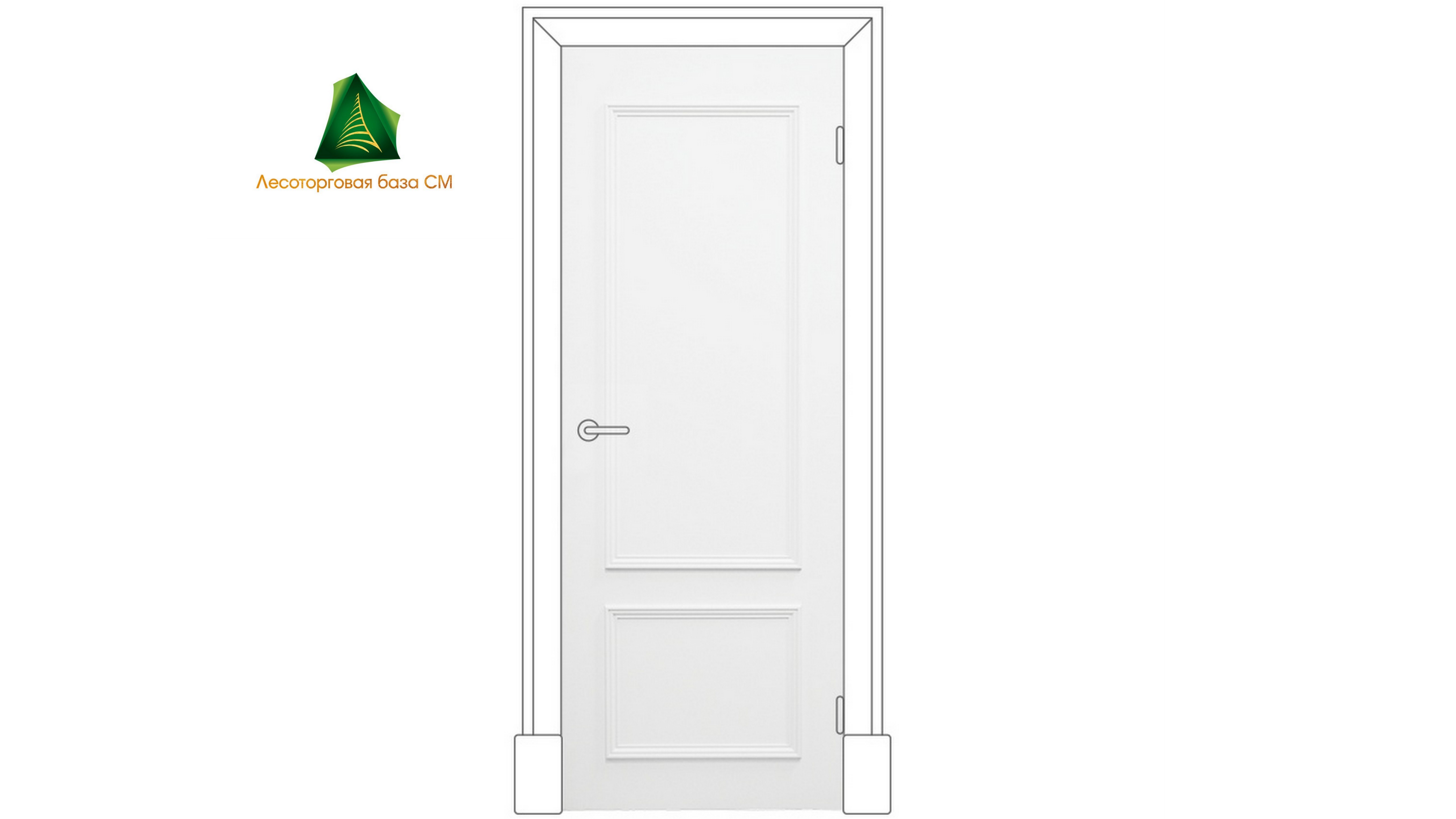 Дверной блок OLOVI, полотно белое гладкое глухое М7 645х2050(Г-образная коробка 2,5шт) с притвором